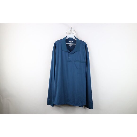 Duluth Trading Co Mens XL Relaxed Fit Performance Long Sleeve Polo Shirt Blue - Picture 1 of 15